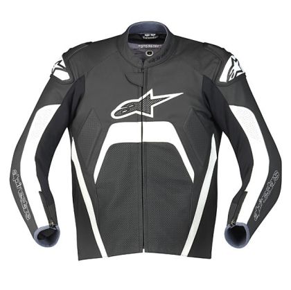 Giacca in Pelle Alpinestars Tech 1-R - Nero/Bianco