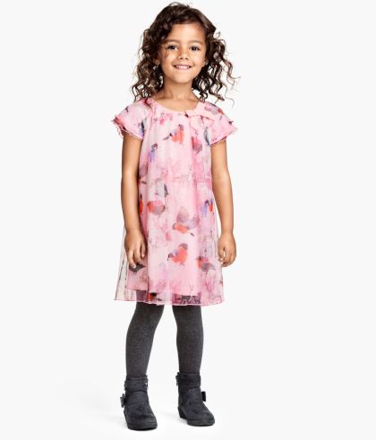 Vestito da bambina con motivo di uccellini