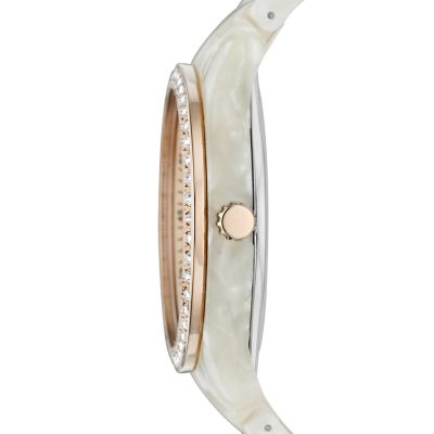 Orologio multifunzione in resina Stella - Bianco perla con rosa