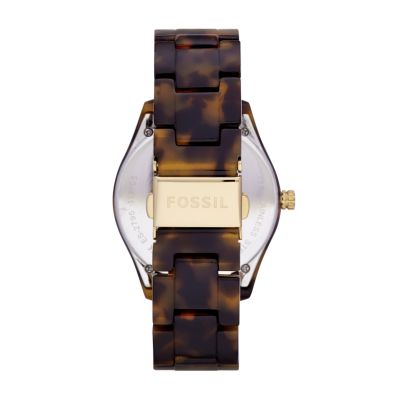 Orologio Multifunzione in Resina Stella - Tartaruga con Tonalità Oro