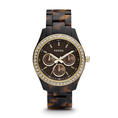 Orologio Multifunzione in Resina Stella - Tartaruga con Tonalità Oro