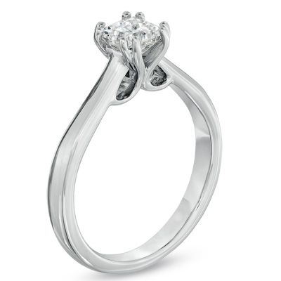Anello di fidanzamento solitario con diamante taglio princess certificato canadese da 3/4 carati in oro bianco 18K (I/SI2)
