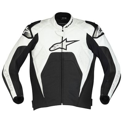 Giacca in Pelle Alpinestars Tech 1-R - Bianco/Nero