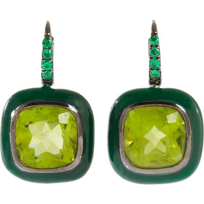 Orecchini Pendenti con Smeraldo e Peridoto