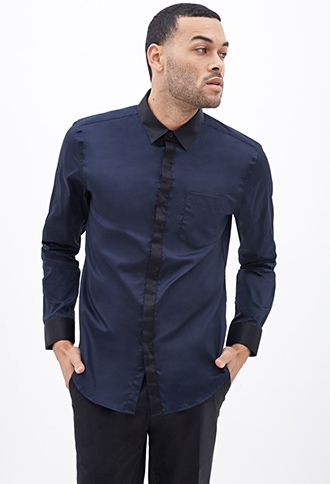 Camicia con colletto colorato