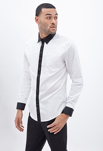Camicia con colletto colorato